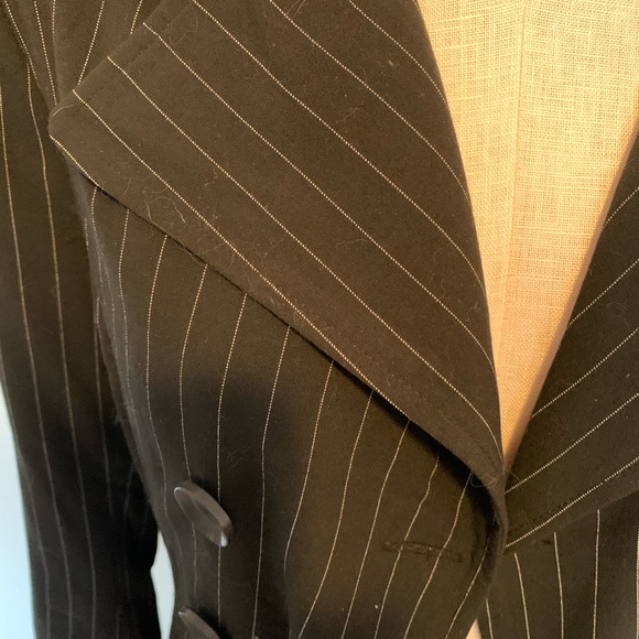 Navy with white stripe belted blazer jacket - Picture 3 of 6